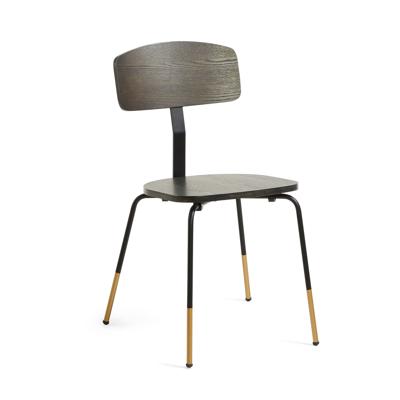 Milian stoel in essenfineer met stalen poten en goudkleurig detail