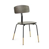 Milian stoel in essenfineer met stalen poten en goudkleurig detail