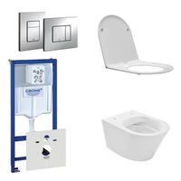 Praya Vesta Toiletset - spoelrandloos - inbouwreservoir - softclose - quickrelease - bedieningsplaat - chroom 0720001/0729205/sw95748/sw96079/ - thumbnail