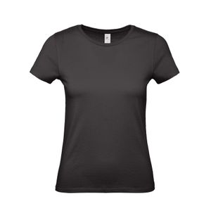 Zwart basic t-shirts met ronde hals voor dames van katoen