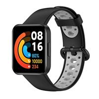 By Qubix - Tweekleurige sportband - Zwart met grijs - Compatible met Xiaomi Redmi Watch 2 (Lite) - Compatible Xiaomi bandje