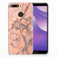 Huawei Y6 (2018) TPU Siliconen Hoesje Marmer Oranje