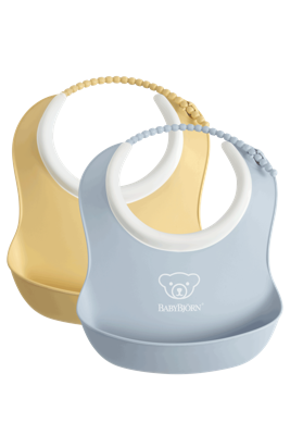 BABYBJÖRN Baby Slabbetje klein duopack Pastelgeel/Pastelblauw