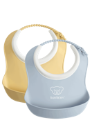 BABYBJÖRN Baby Slabbetje klein duopack Pastelgeel/Pastelblauw