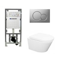 Wiesbaden Vesta toiletset Rimless 52cm inclusief UP320 toiletreservoir en softclose toiletzitting met bedieningsplaat glans verchroomd 0701131/0700519/sw65812/ - thumbnail