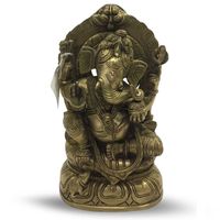 Goudkleurig Zittende Ganesh - 20 cm - thumbnail