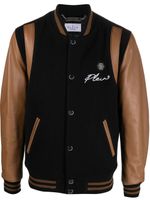 Philipp Plein veste bomber en cuir à logo poitrine - Noir - thumbnail