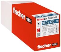 fischer 566340 WTP 10,0 x 120, krachtige schotelkop, binnensteropname en gedeeltelijke schroefdraad, voor constructieve houtbouw, 50 stuks PowerFast II houtschroef, zilver