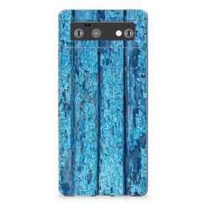 Google Pixel 6 Bumper Hoesje Wood Blue