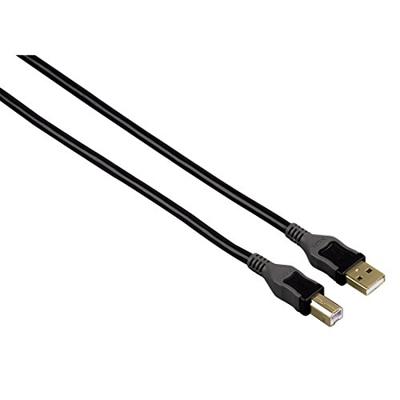 Hama USB 2.0-kabel (USB-A naar USB-B-stekker, verguld, dubbel afgeschermd, 5m) zwart