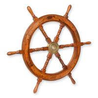 A WOODEN STEERING WHEEL