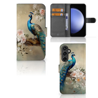 Telefoonhoesje met Pasjes voor Samsung Galaxy S23 FE Vintage Pauwen