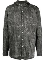 Mostly Heard Rarely Seen leaf-print hooded shirt - Gris