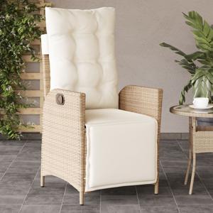 Tuinstoel verstelbaar met voetensteun poly rattan beige