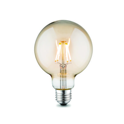 Edison Vintage LED filament lichtbron Globe - Amber - G95 Deco - Retro LED lamp - 9.5/9.5/13.5cm - geschikt voor E27 fitting - Dimbaar - 6W 600lm 2700K - warm wit licht Edison Vintage LED filament lichtbron Globe - Amber - G95 Deco - Retro LED lamp - 9.5/9.5/13.5cm - geschikt voor E27 fitting - Dimbaar - 6W 600lm 2700K - warm wit licht