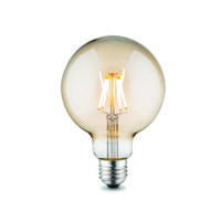 Edison Vintage LED filament lichtbron Globe - Amber - G95 Deco - Retro LED lamp - 9.5/9.5/13.5cm - geschikt voor E27 fitting - Dimbaar - 6W 600lm 2700K - warm wit licht