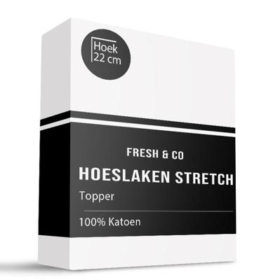 Topper Hoeslaken - Katoen Jersey Stretch - 80x200cm - Wit - Fresh And Co - Dekbed-Discounter.nl