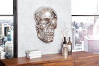 Exclusief wandsculptuur SKULL XXL 40cm zilveren decoratieve schedel - 38383