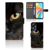 OPPO A58 4G Telefoonhoesje met Pasjes Zwarte Kat - thumbnail