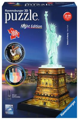 Ravensburger puzzel 108 stukjes vrijheidsbeeld night edition 3D Ravensburger puzzel 108 stukjes vrijheidsbeeld night edition 3D