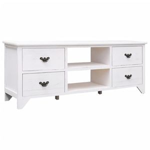 Tv-meubel 108x30x40 cm massief paulowniahout antiekwit