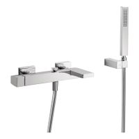 Badkraan Tres Slim | Opbouw | Mengkraan | Incl.Handdoucheset | 2-weg | hoh 15 cm | 1-knop | Vierkant | Chroom - thumbnail