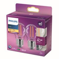 Philips Lichtbron kogel 4,3W - E27 - 2700K - 470 lumen set van 2 transparant 929001890557