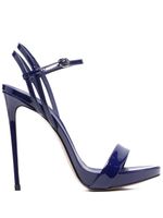 Le Silla sandales Gwen 120 mm en cuir verni - Bleu