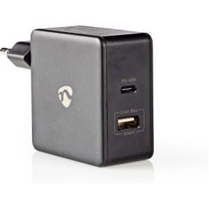 Thuislader | 3,0 A | USB / USB-C | Power Delivery 45 W | Zwart [WCPD45W100BK]