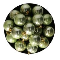 Othmar Decorations kerstballen - 18x st- 6 cm - salie groen - kunststof - thumbnail