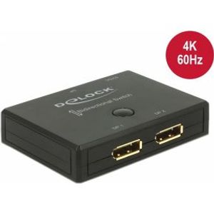 Delock 18750 DisplayPort 2 - 1 Switch bidirectioneel 4K 60 Hz