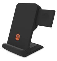 STM ChargeTree Go - Draagbaar 3-in-1 draadloos laadstation voor iPhone/Samsung/Android (15W/7.5W), AirPods (5W), Apple Watch (3W) - Qi-gecertificeerde oplaadstandaard - zwart (stm-931-322Z-02)