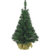 Everlands Kerstboom - mini - groen - in jute zak - D41 x H75 cm - 81 tips - kunststof - thumbnail