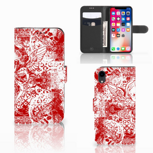 Telefoonhoesje met Naam Apple iPhone Xr Angel Skull Rood