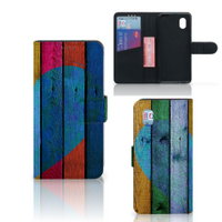 Alcatel 1B (2020) Book Style Case Wood Heart - Cadeau voor je Vriend - thumbnail