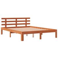 vidaXL Bedframe met hoofdbord massief grenenhout wasbruin 120x190 cm, bed, ledikant, massief houten bedframe, bedbodem, bed frame, slaapmeubel