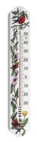TFA Dostmann analoge binnen- en buitenthermometer, 12.3040.20, weersbestendig, gemaakt in Duitsland, roodborstje/vlinder design, wit, (L) 92 x (B) 11 x (H) 500 mm,veelkleurig