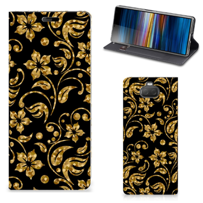 Sony Xperia 10 Smart Cover Gouden Bloemen