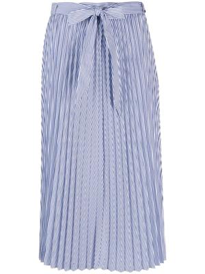 Tommy Hilfiger jupe mi-longue plissée à rayures Ithaka - Bleu