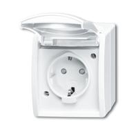 Busch-Jaeger Ocean wandcontactdoos met klapdeksel randaarde aanraakbeveiliging, alpinwit