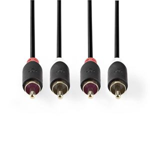 Stereo audiokabel | 2x RCA male - 2x RCA male | 3,0 m | Antraciet [CABW24200AT30]