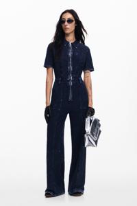 Denim jumpsuit met wassingseffect - BLUE - M