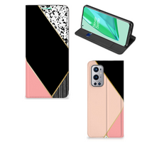 OnePlus 9 Pro Stand Case Zwart Roze Vormen