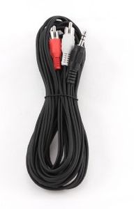 Gembird 5m, 3.5mm/2xRCA, M/M audio kabel Zwart, Rood, Wit