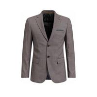 WE Fashion geruit slim fit colbert bruin