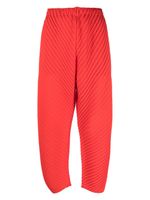 Issey Miyake pantalon droit à effet plissé - Rouge - thumbnail