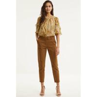 Summum Woman semi-transparante geweven top met slangenprint en volant zand