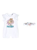 Moschino Kids barboteuse et bandeau à imprimé ourson - Blanc - thumbnail