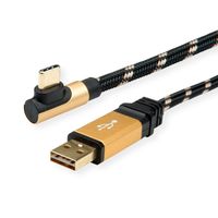 ROLINE GOLD USB 2.0 Kabel, USB A Male reversible - USB C 90° Male, 3 m