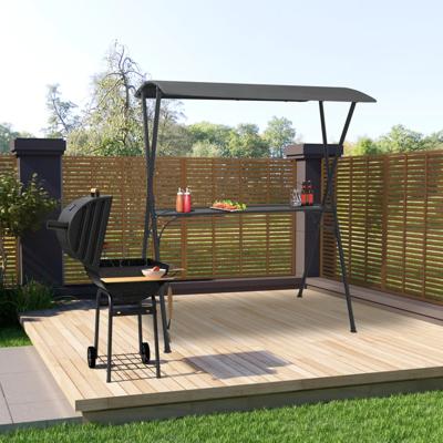 vidaXL Bartafel met luifel 175x150x207 cm staal antraciet